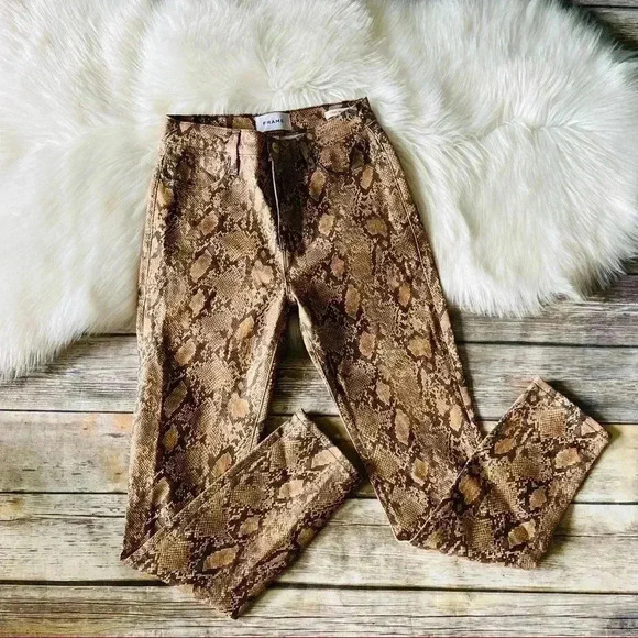 Frame Le High Skinny Crop Snake Jeans Sz 25 - Picture 7 of 13